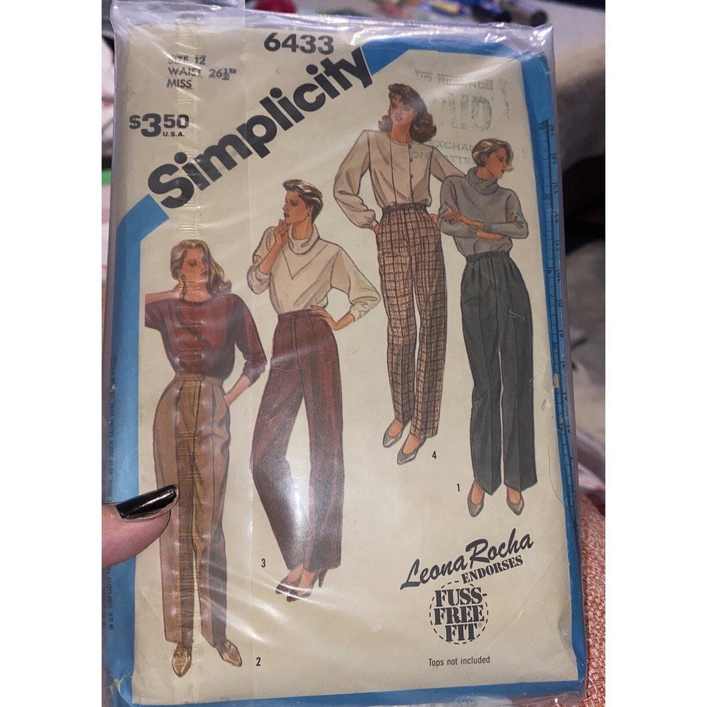 Vintage Simplicity 6433 Pants Sewing Pattern Size 12 Misses Cut Complete 1980s